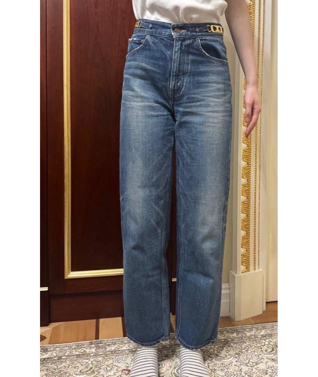 CELINE Синие хлопковые прямые джинсы, фото 5