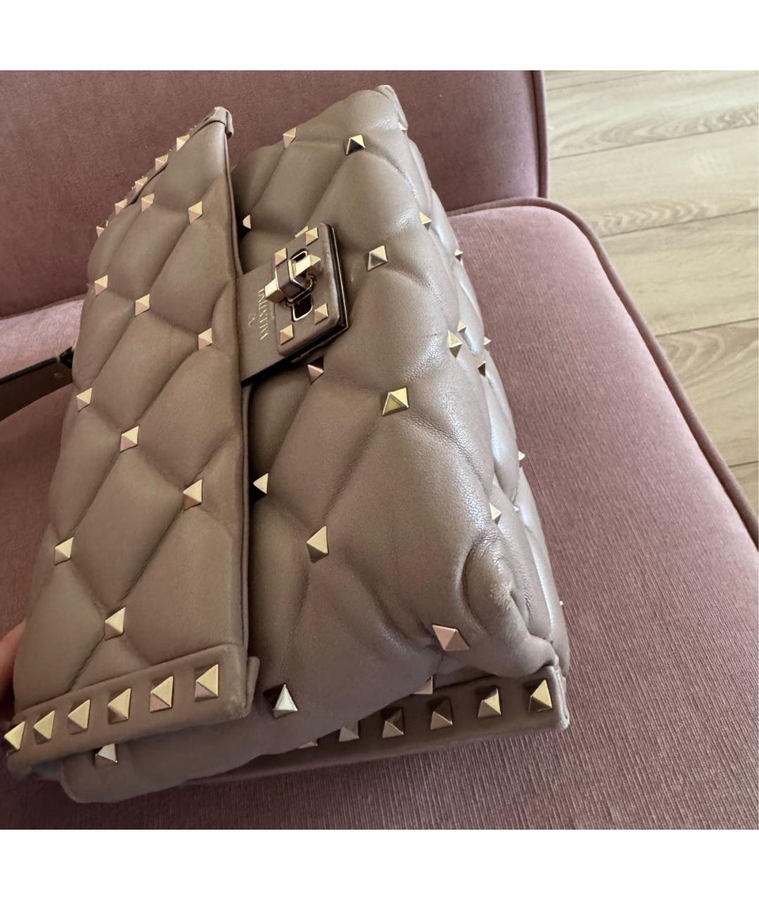 VALENTINO Бежевая кожаная сумка через плечо, фото 4