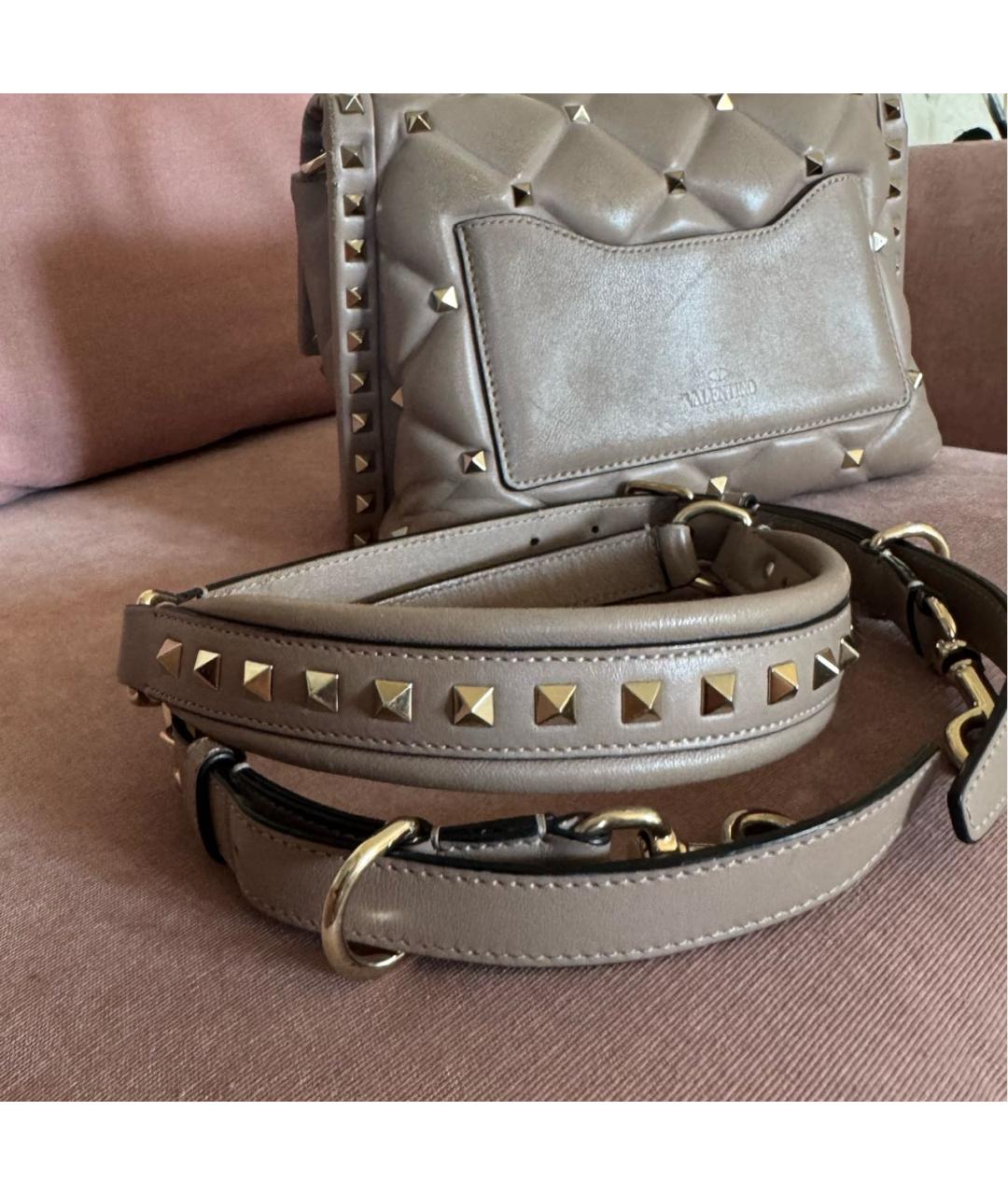 VALENTINO Бежевая кожаная сумка через плечо, фото 7