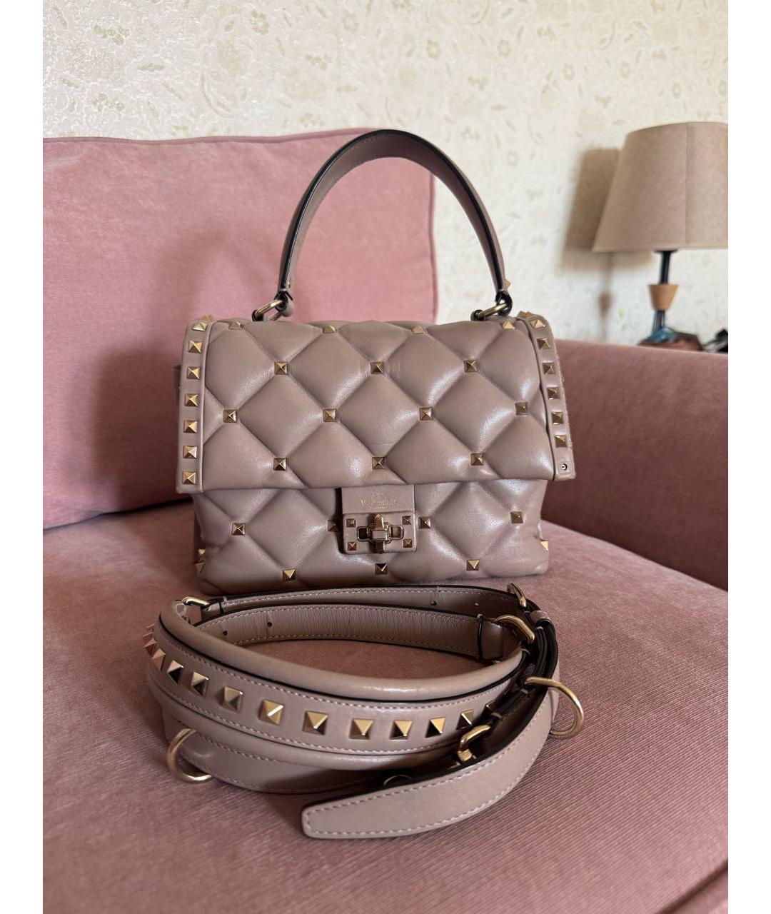 VALENTINO Бежевая кожаная сумка через плечо, фото 8