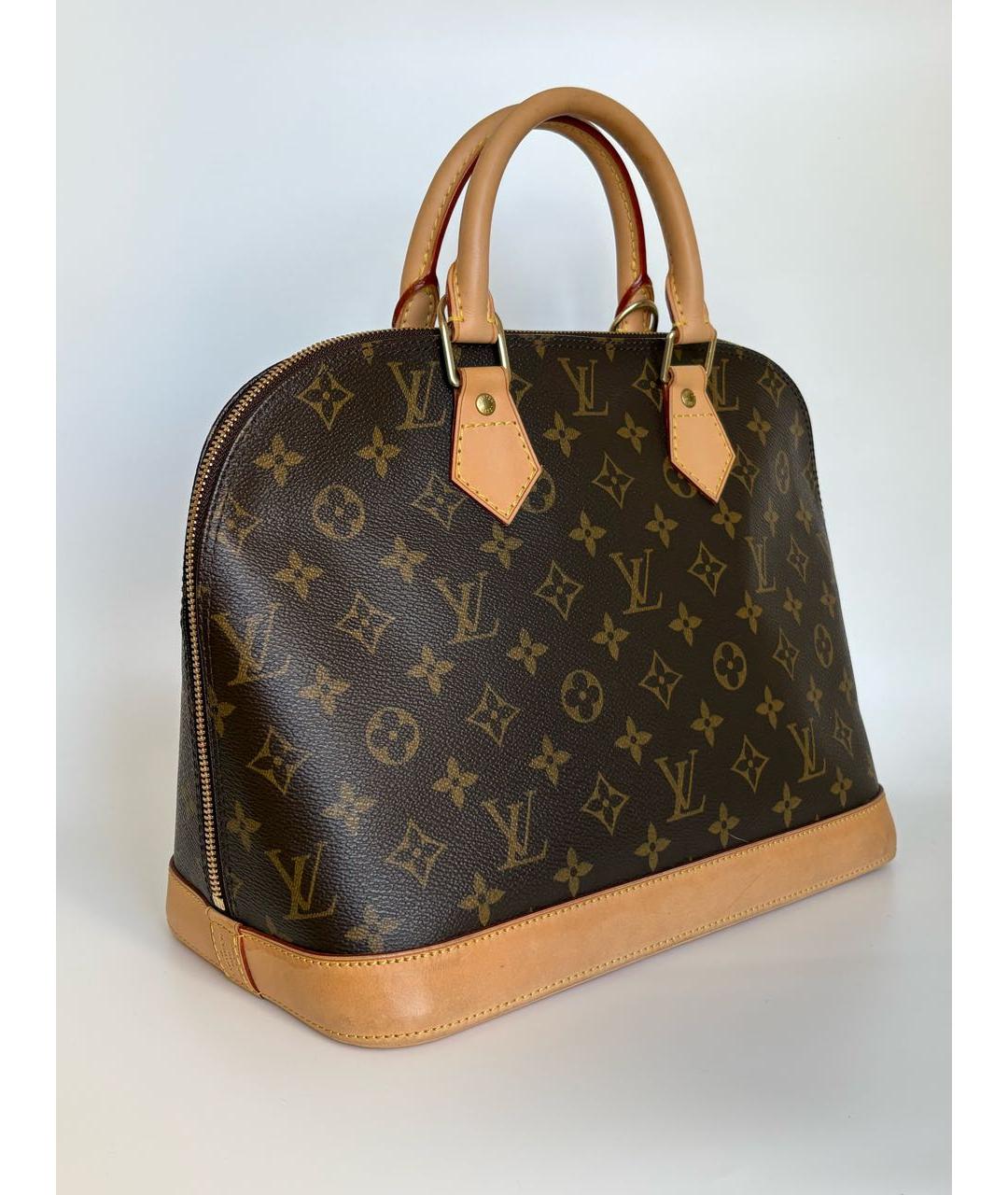 LOUIS VUITTON Коричневая кожаная сумка с короткими ручками, фото 2