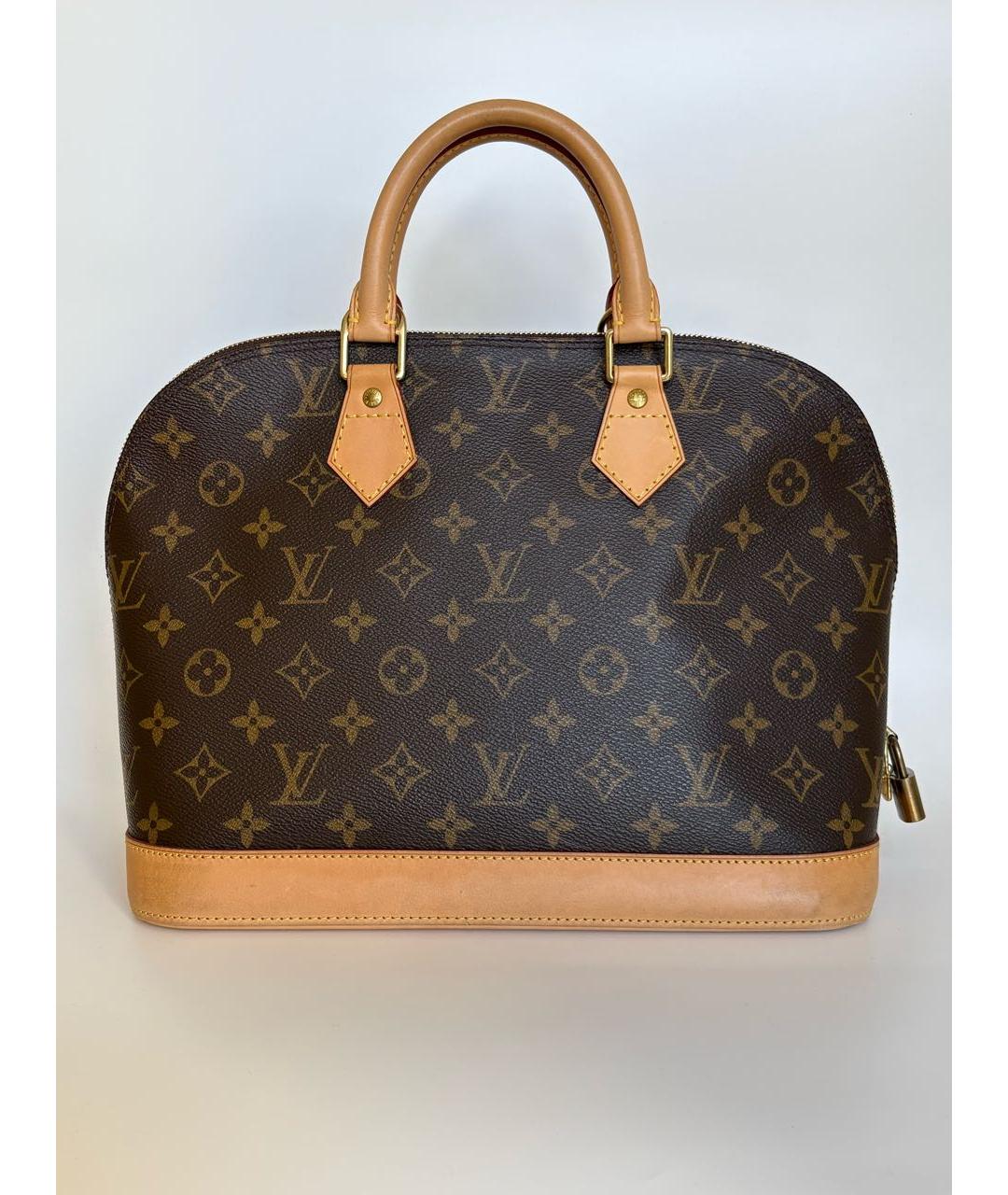 LOUIS VUITTON Коричневая кожаная сумка с короткими ручками, фото 9