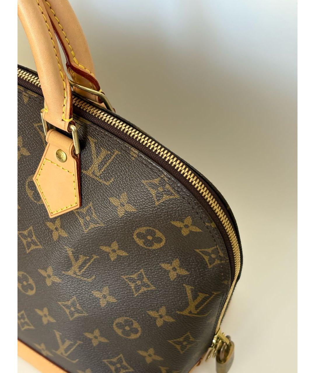 LOUIS VUITTON Коричневая кожаная сумка с короткими ручками, фото 5