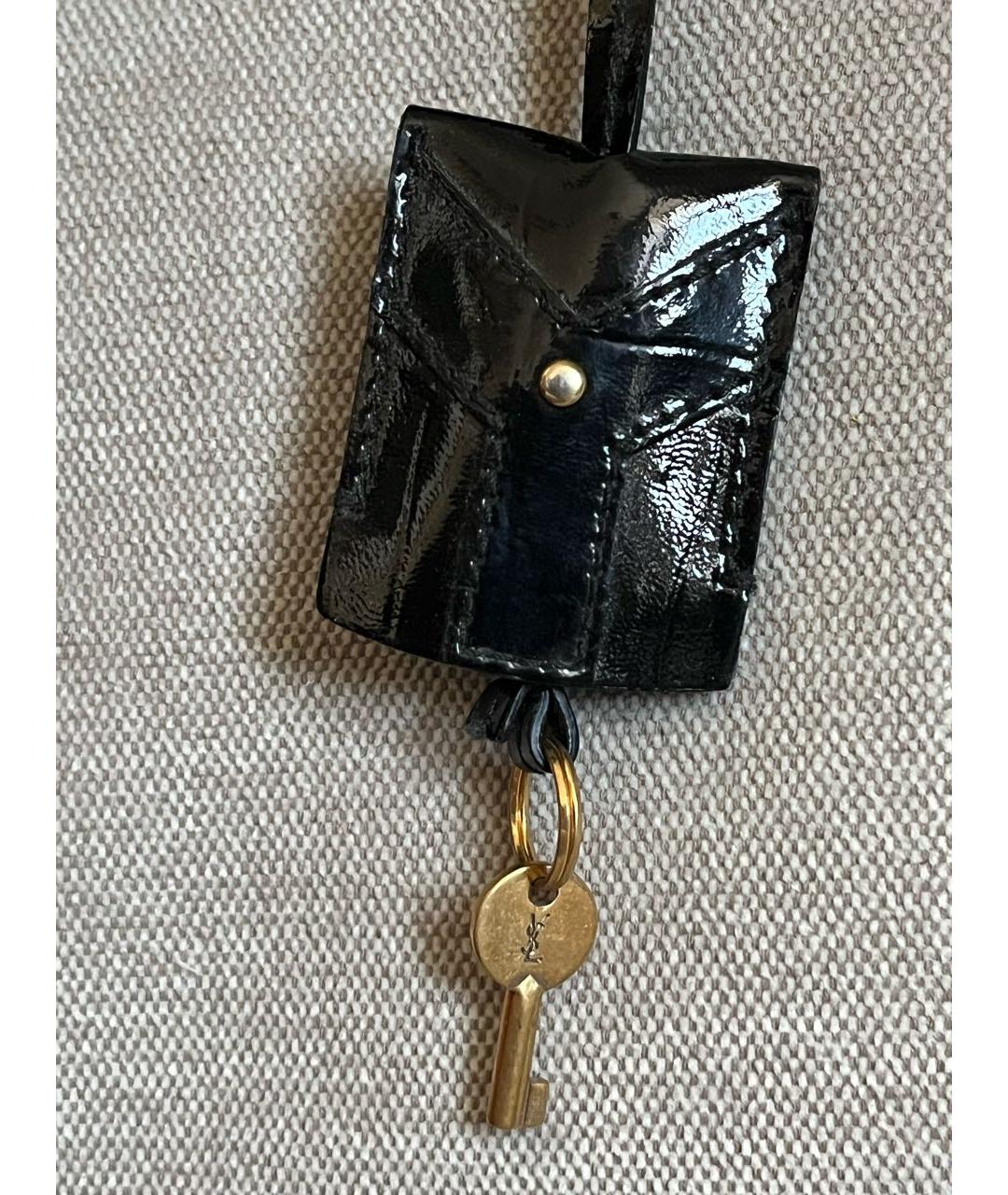 SAINT LAURENT Черная сумка тоут из лакированной кожи, фото 6