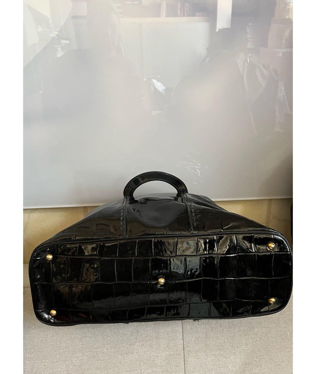 SAINT LAURENT Черная сумка тоут из лакированной кожи, фото 5