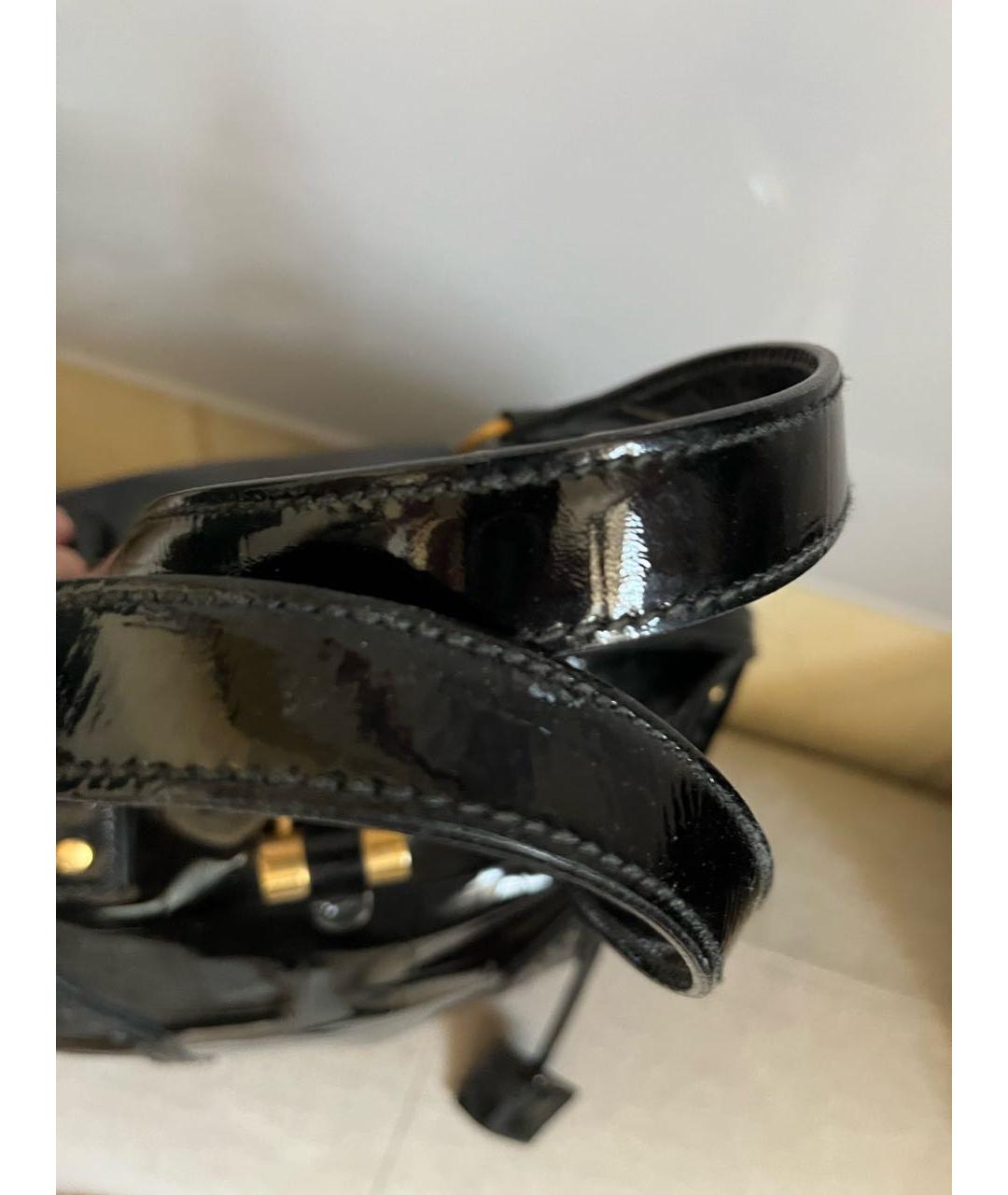 SAINT LAURENT Черная сумка тоут из лакированной кожи, фото 7