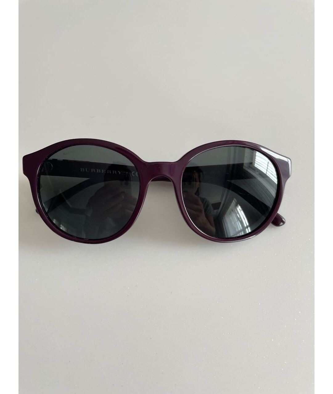 BURBERRY Фиолетовые пластиковые солнцезащитные очки, фото 7