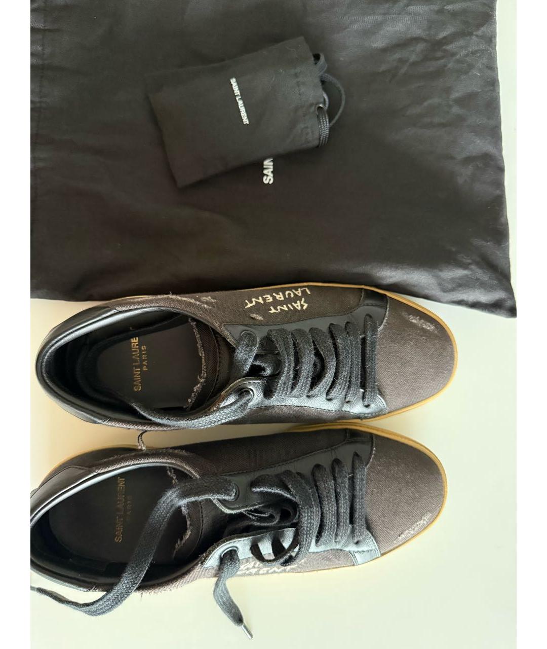 SAINT LAURENT Черные текстильные кеды, фото 2