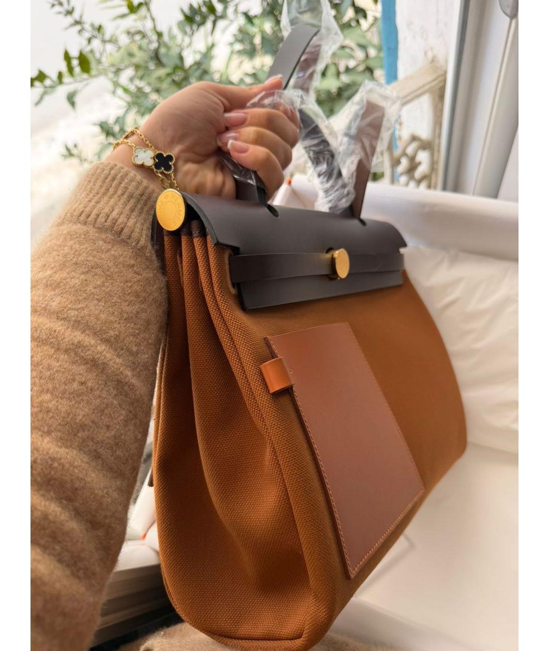 HERMES Оранжевая кожаная сумка через плечо, фото 3