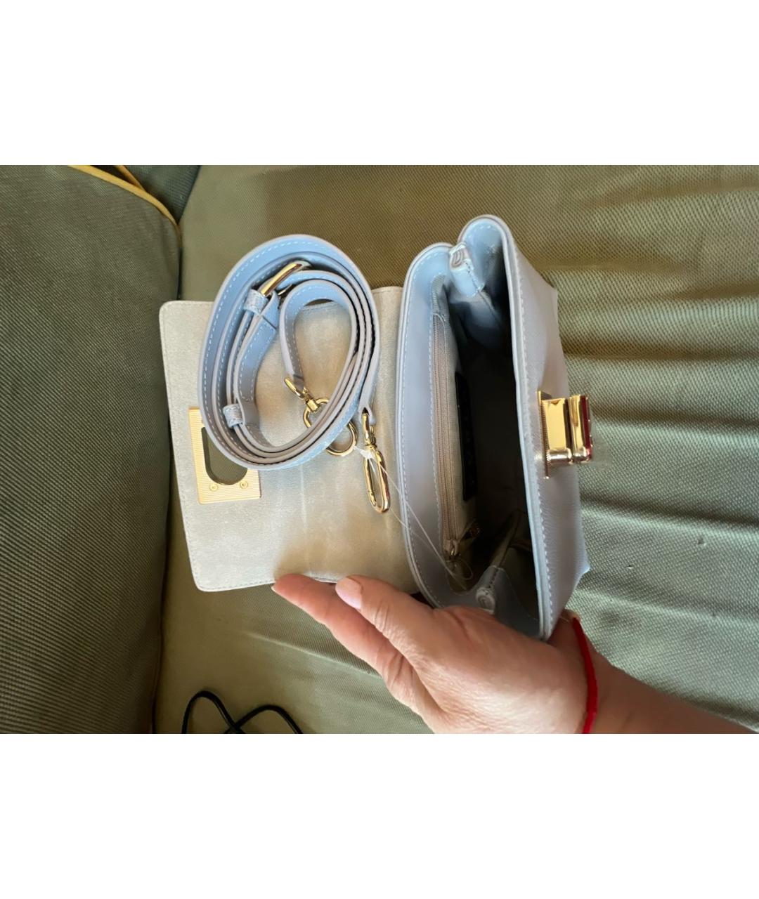 FURLA Голубая кожаная сумка с короткими ручками, фото 4