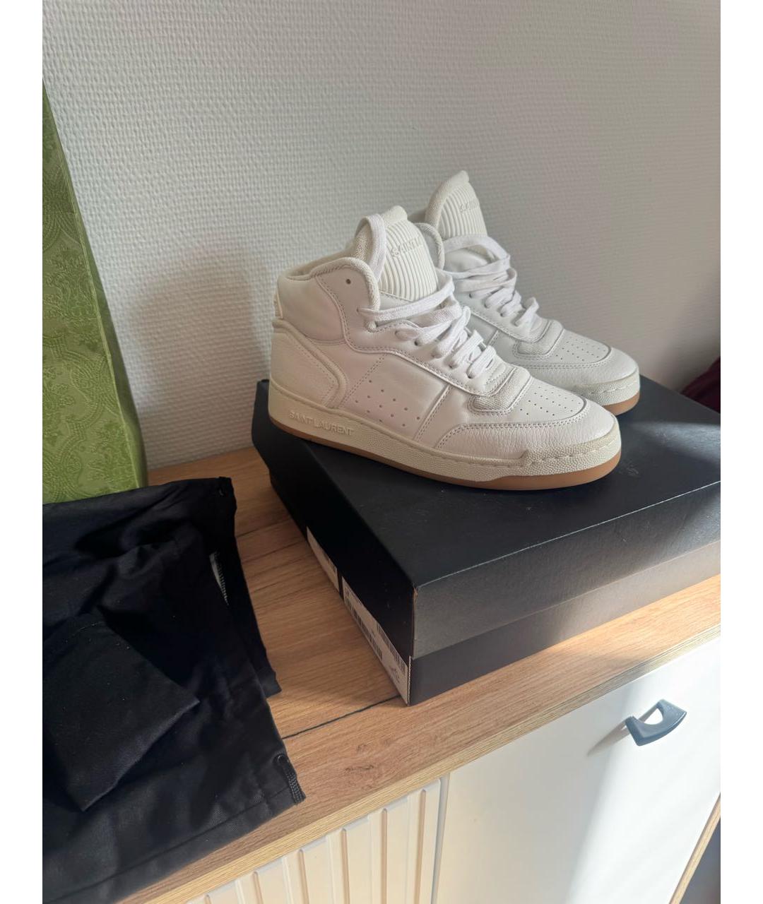 SAINT LAURENT Белые кожаные кеды, фото 4