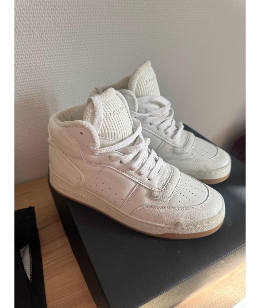 SAINT LAURENT Белые кожаные кеды, фото 2