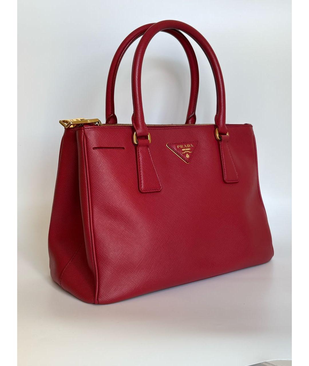 PRADA Бордовая кожаная сумка с короткими ручками, фото 2