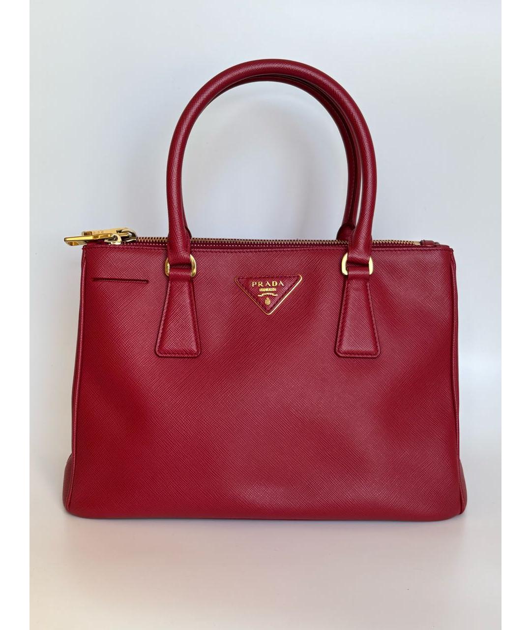 PRADA Бордовая кожаная сумка с короткими ручками, фото 9