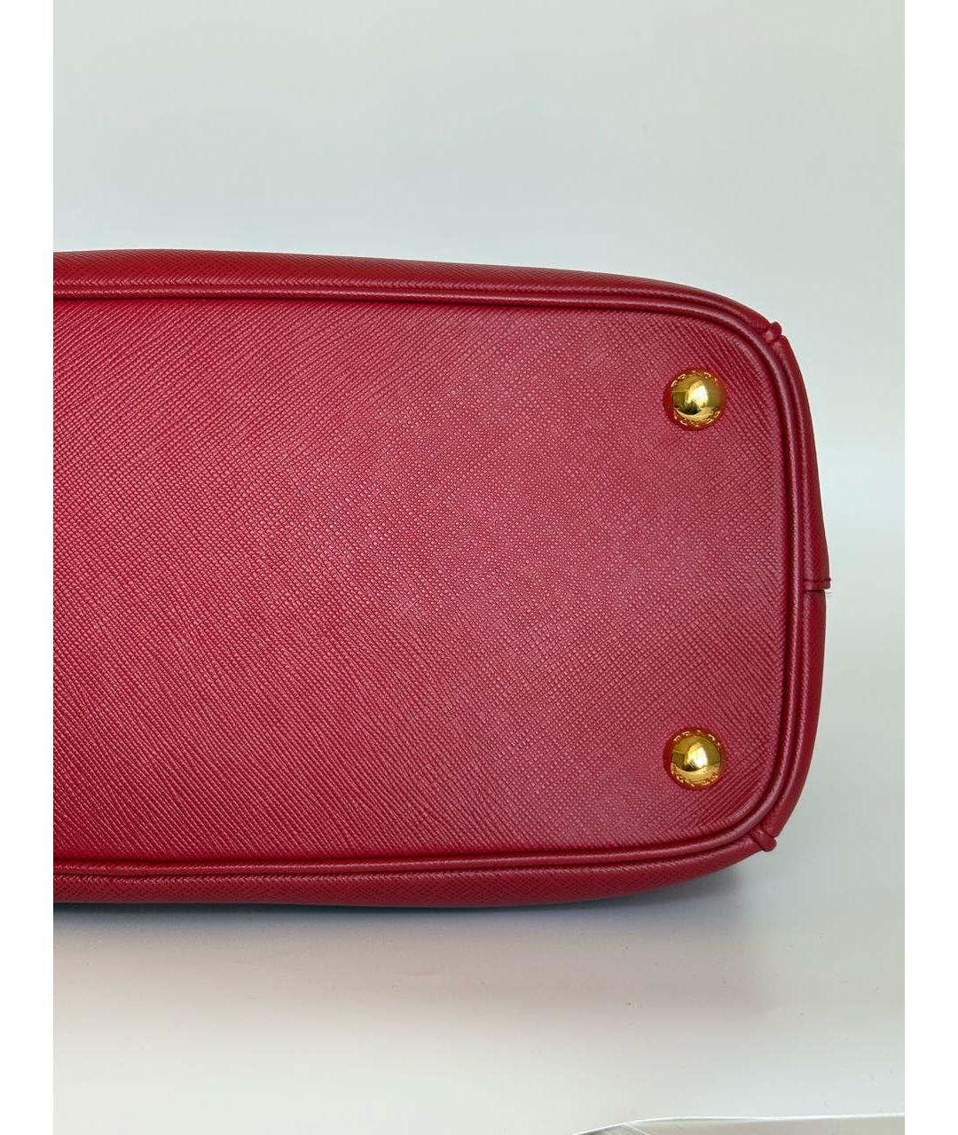 PRADA Бордовая кожаная сумка с короткими ручками, фото 7