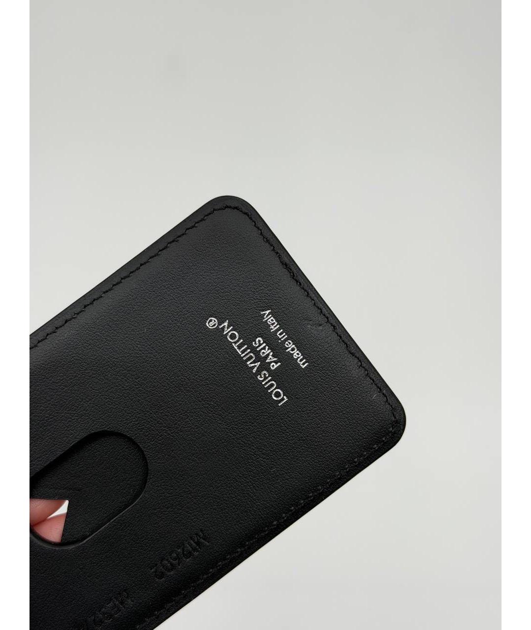 LOUIS VUITTON Черный кожаный кардхолдер, фото 3