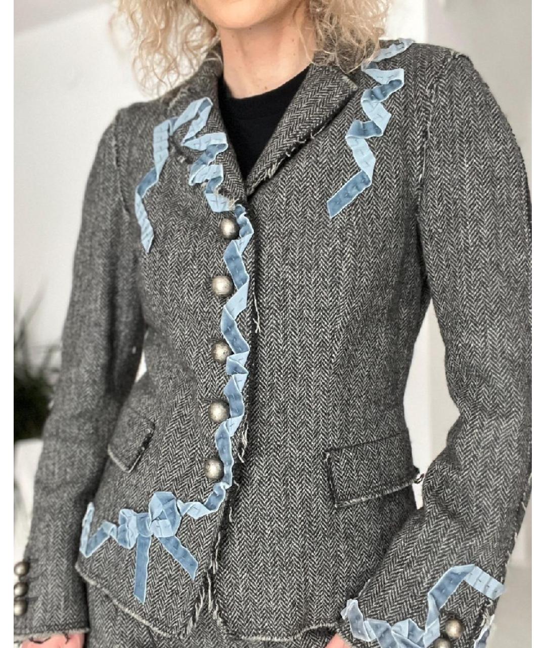 MOSCHINO Серый шерстяной жакет/пиджак, фото 6