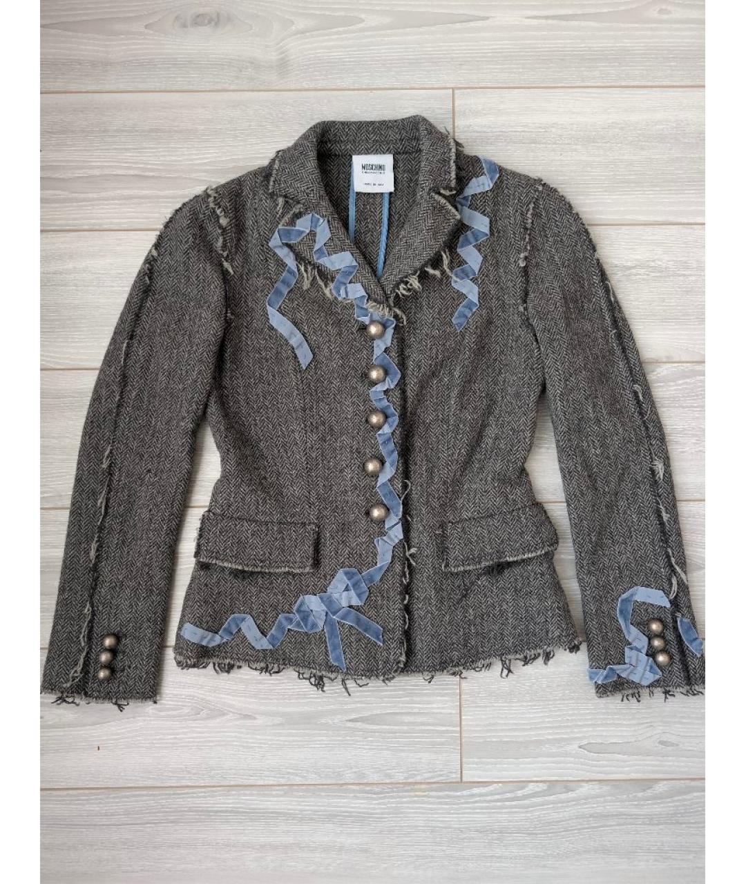 MOSCHINO Серый шерстяной жакет/пиджак, фото 7