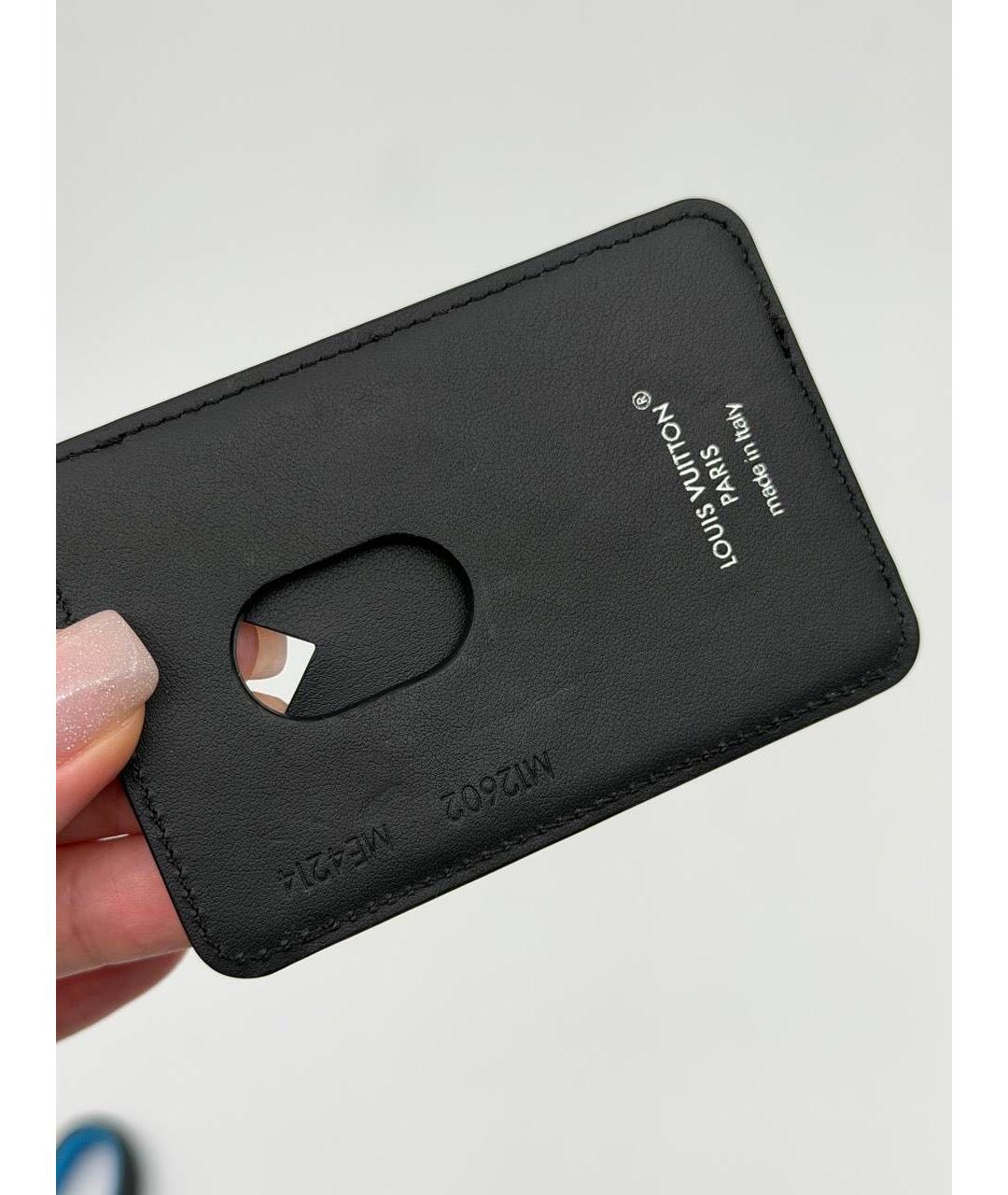LOUIS VUITTON Черный кожаный кардхолдер, фото 3