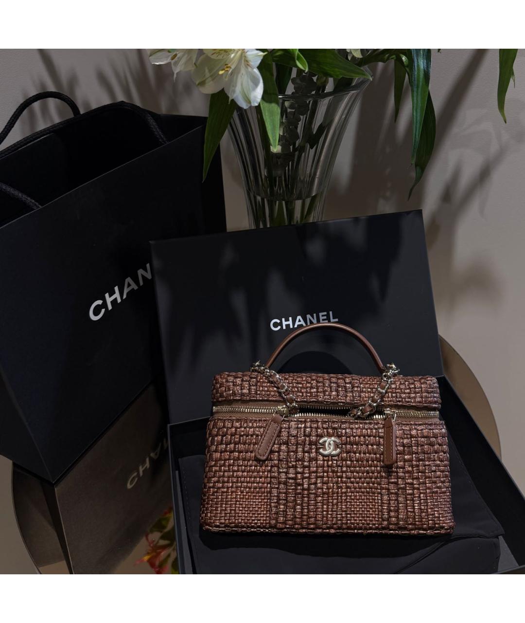 CHANEL Коричневая пелетеная сумка через плечо, фото 3