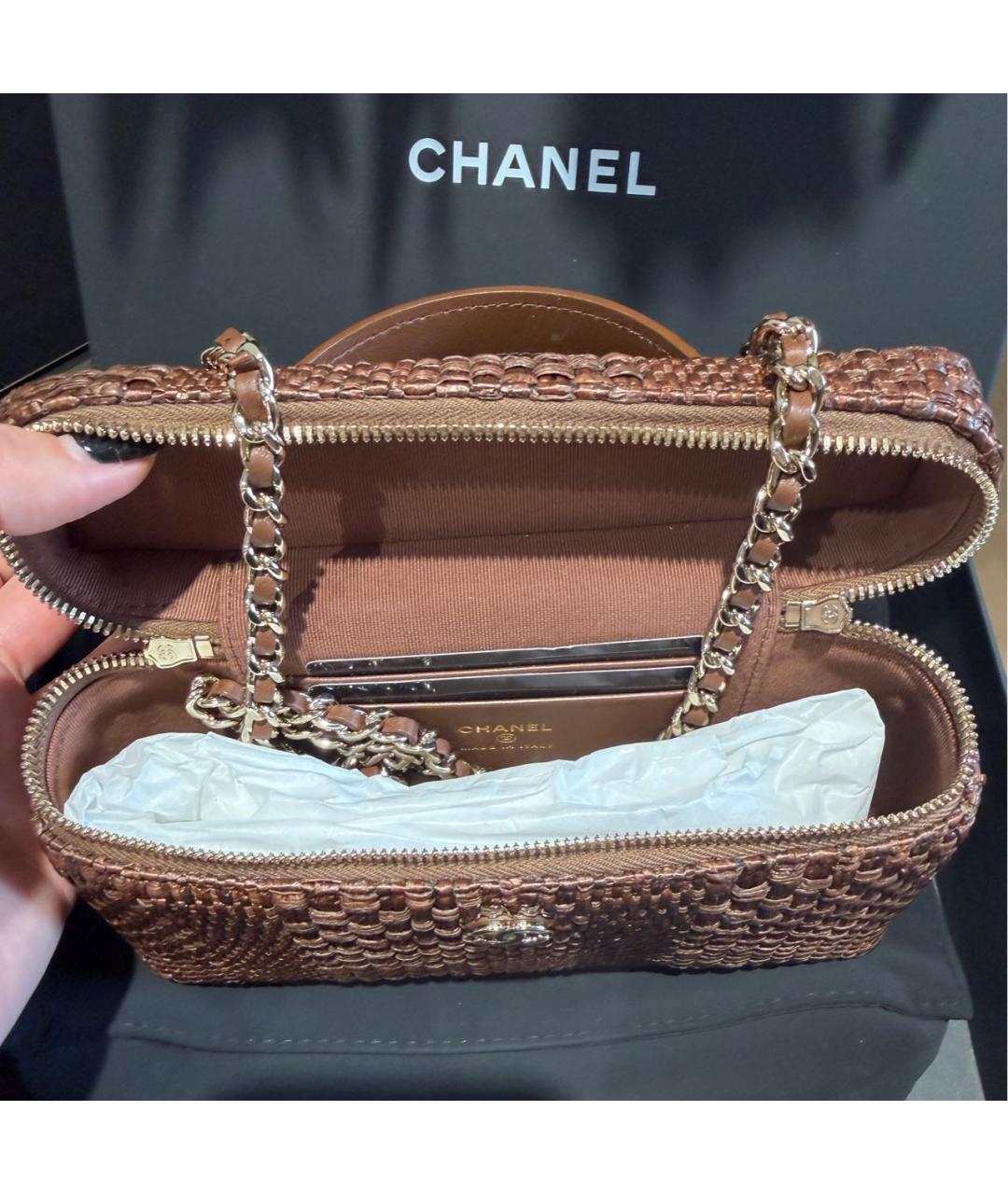 CHANEL Коричневая пелетеная сумка через плечо, фото 8