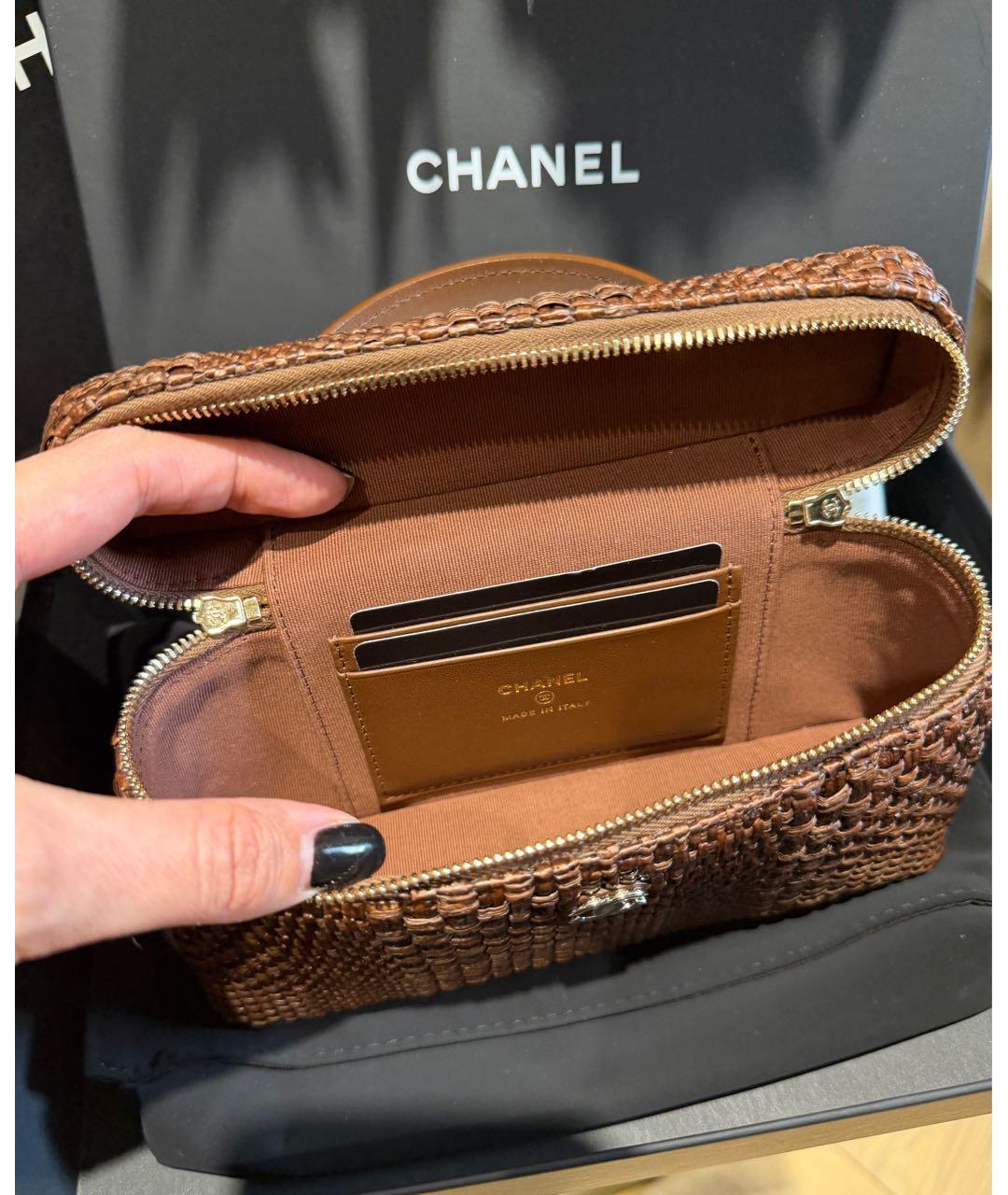 CHANEL Коричневая пелетеная сумка через плечо, фото 5