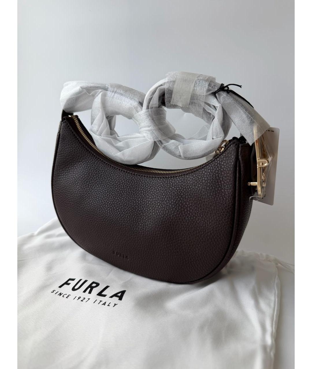 FURLA Коричневая кожаная сумка через плечо, фото 2