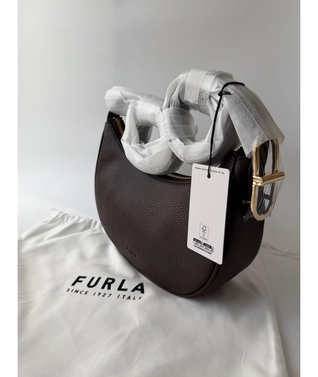 FURLA Коричневая кожаная сумка через плечо, фото 3