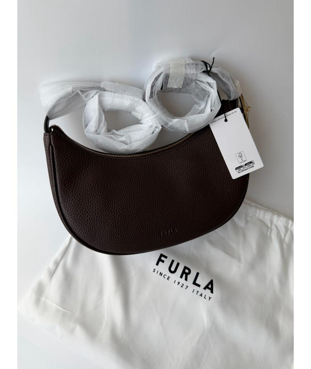 FURLA Коричневая кожаная сумка через плечо, фото 8