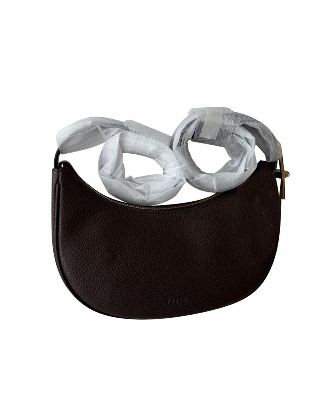 FURLA Коричневая кожаная сумка через плечо, фото 1