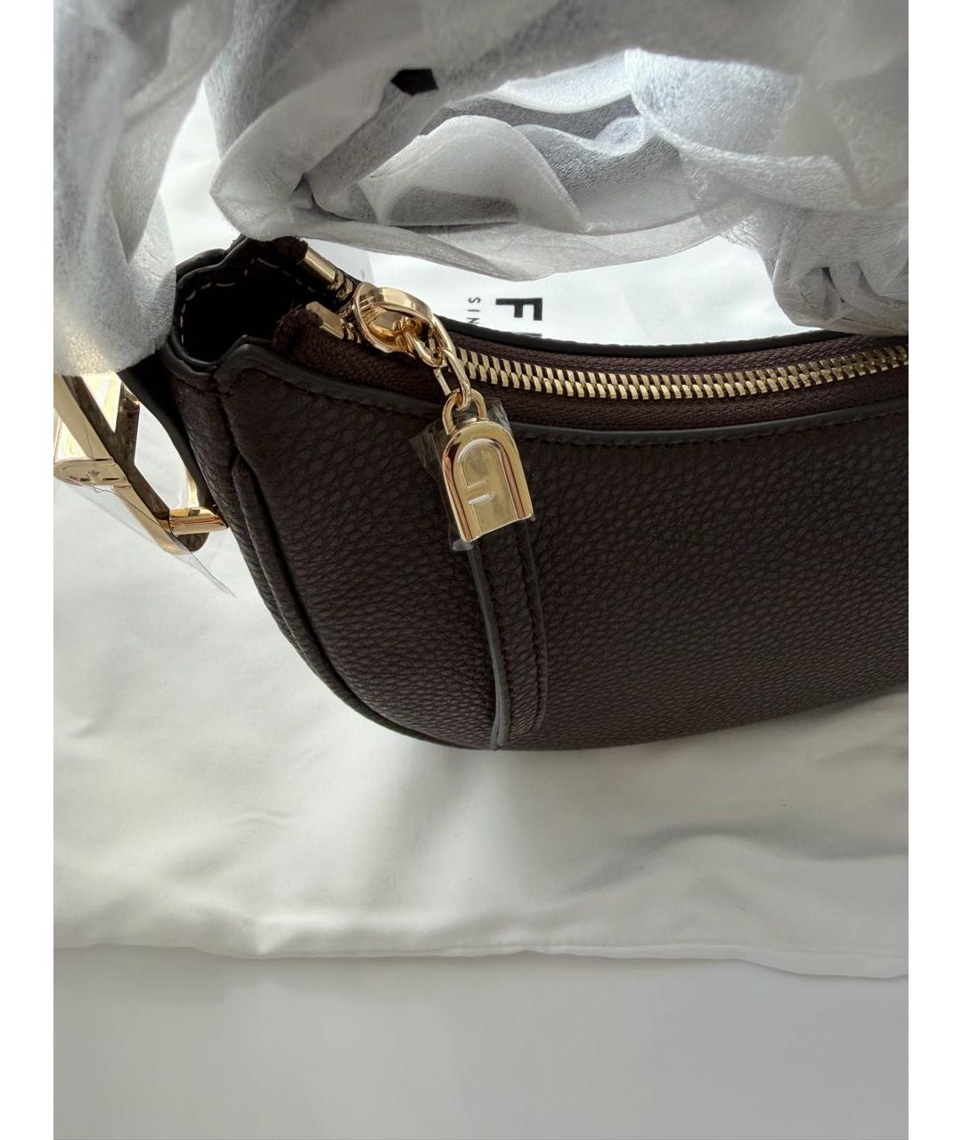 FURLA Коричневая кожаная сумка через плечо, фото 5