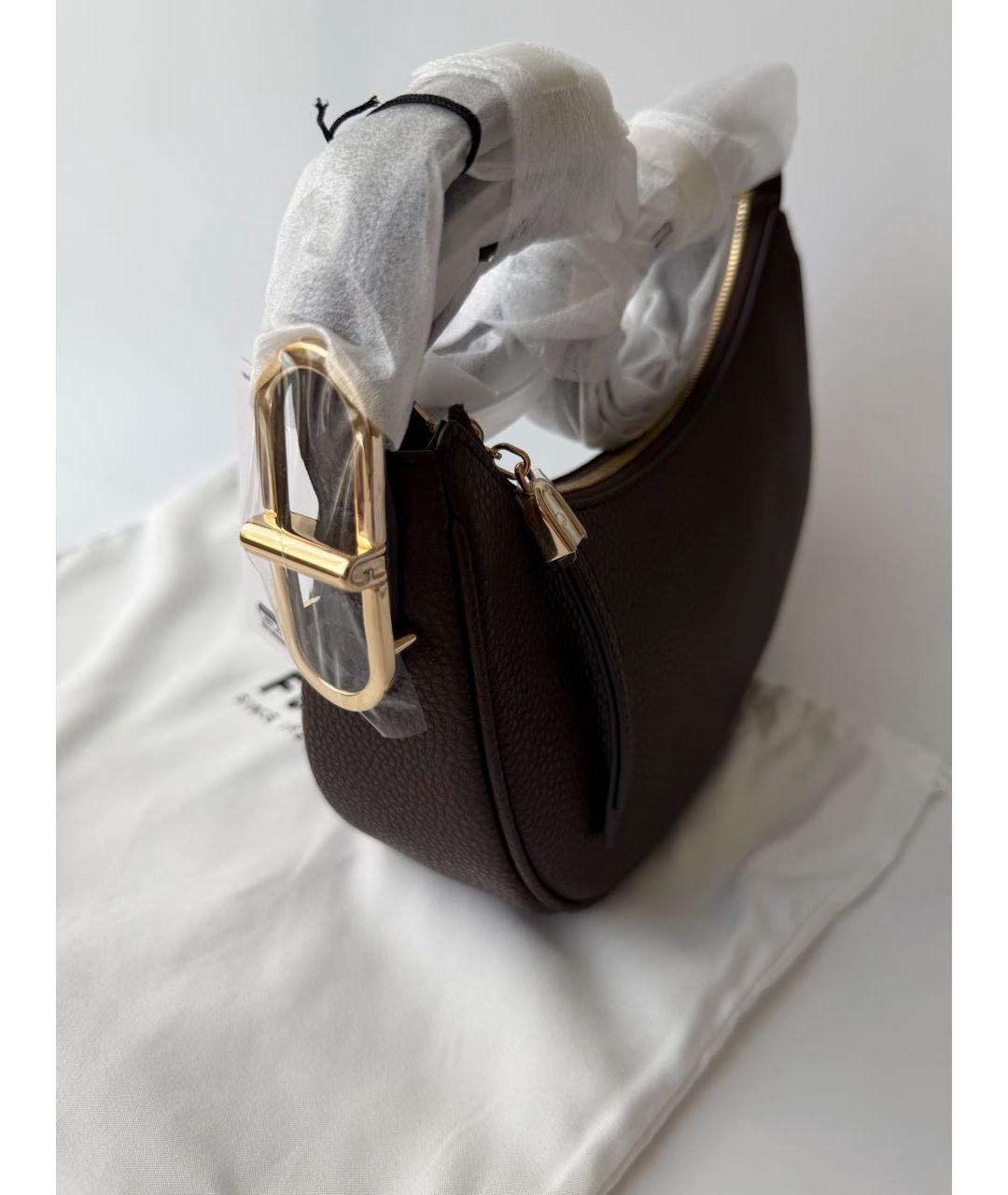 FURLA Коричневая кожаная сумка через плечо, фото 4