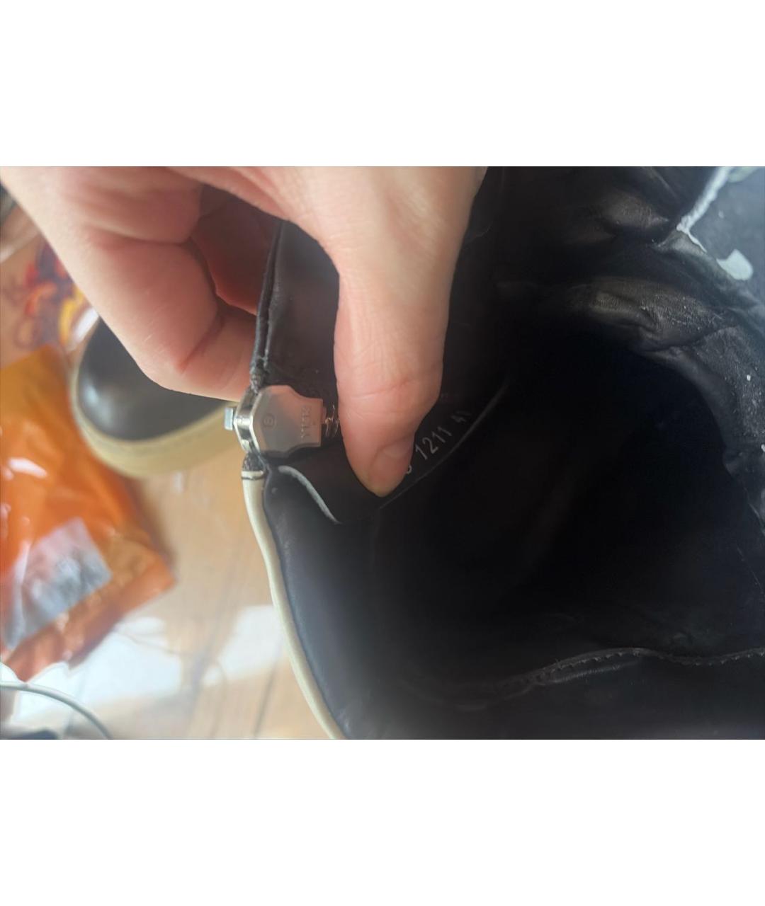 RICK OWENS Черные кожаные высокие кроссовки / кеды, фото 6