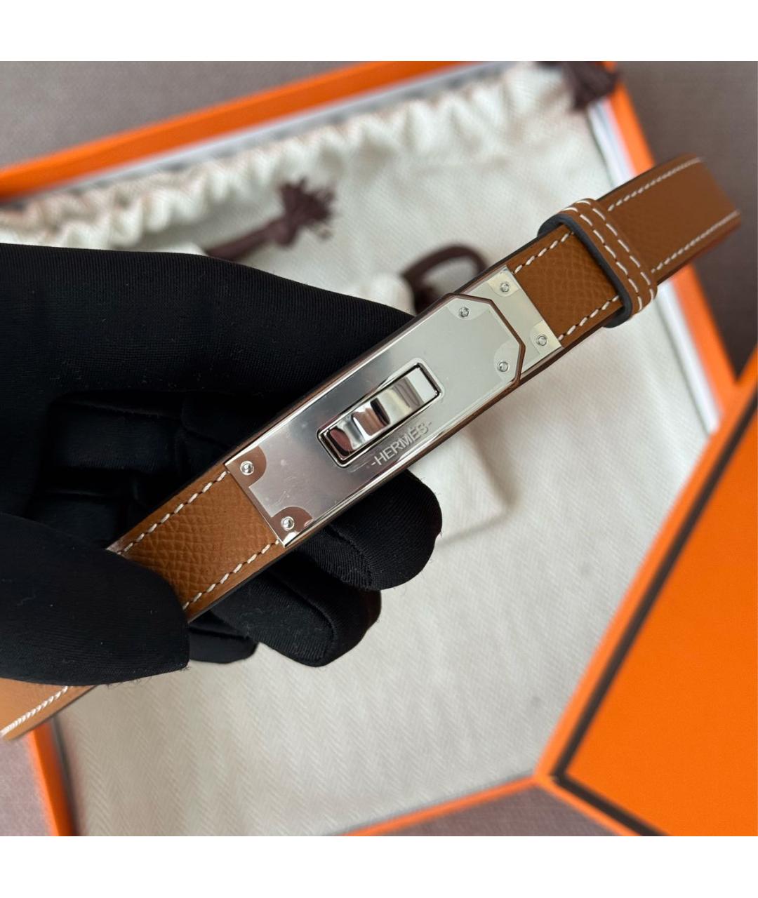 HERMES Коричневый кожаный ремень, фото 4