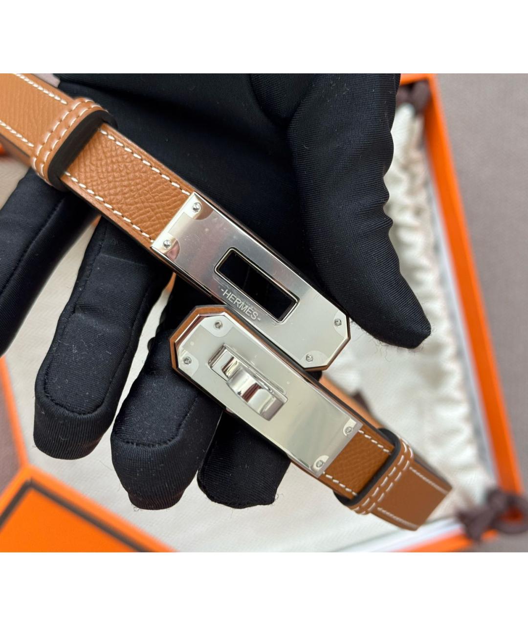 HERMES Коричневый кожаный ремень, фото 5