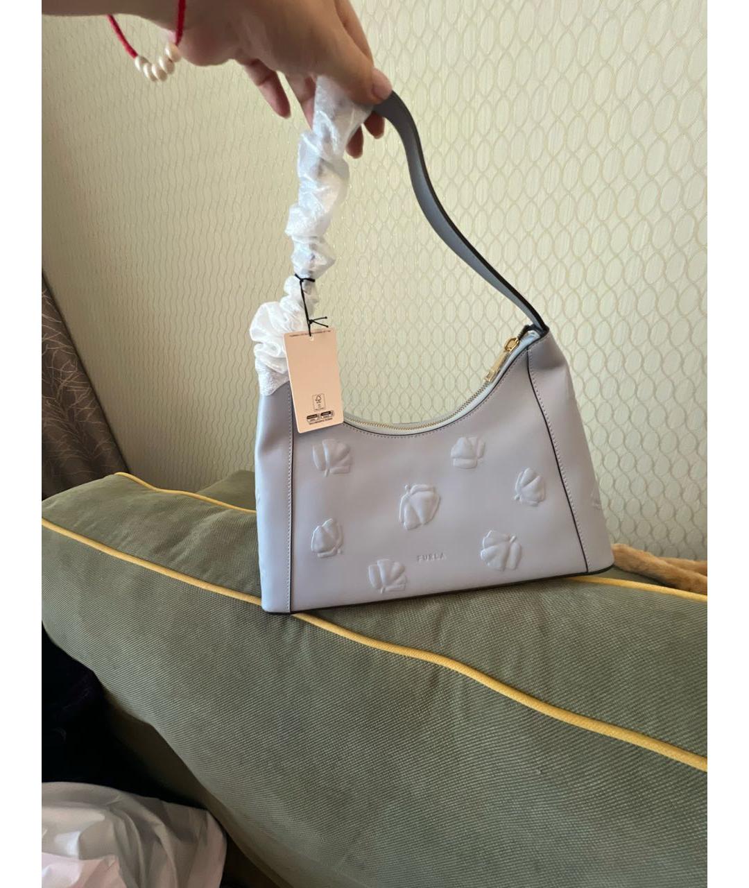 FURLA Голубая кожаная сумка с короткими ручками, фото 2