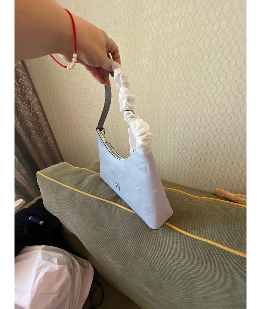 FURLA Голубая кожаная сумка с короткими ручками, фото 3