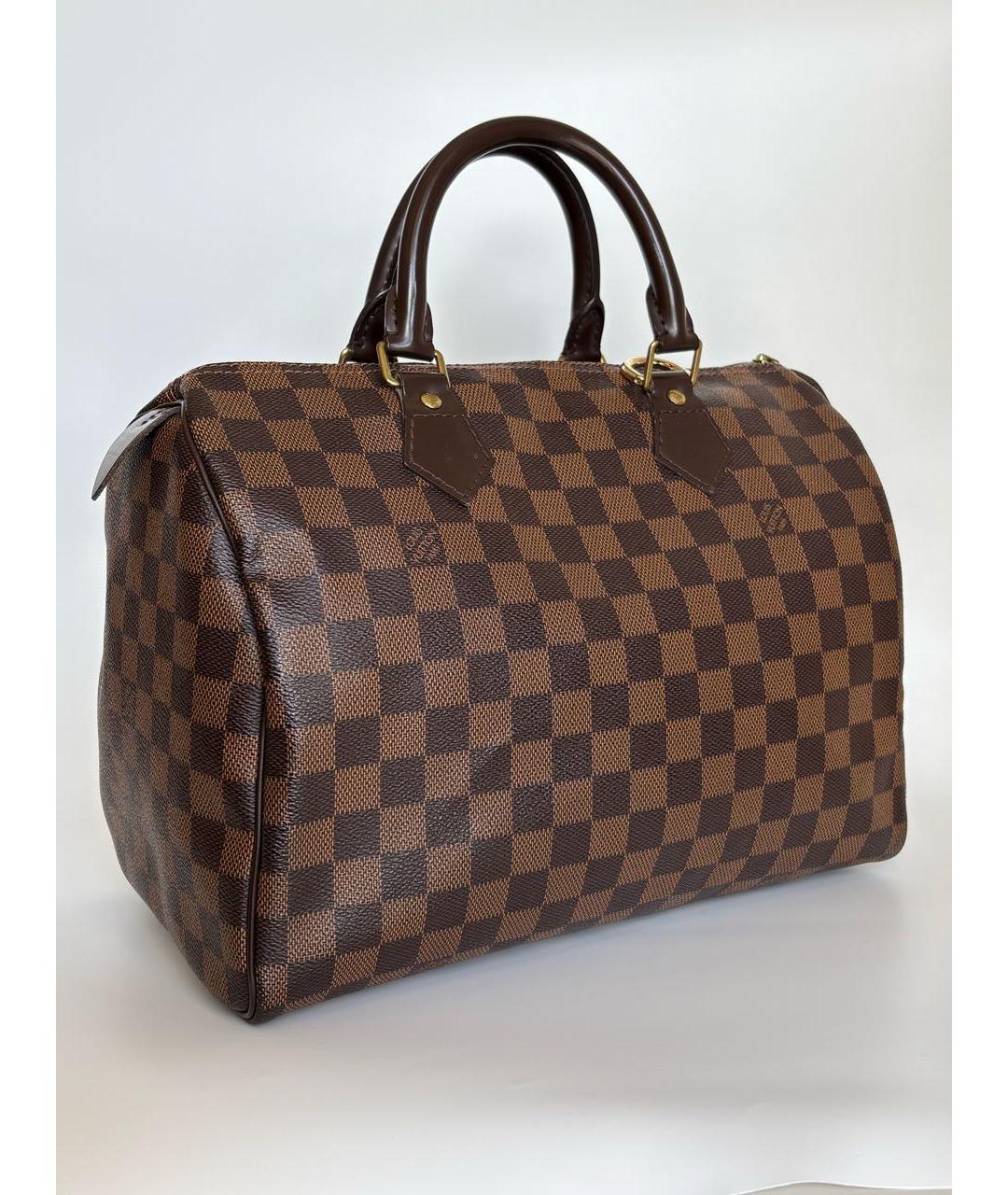 LOUIS VUITTON Коричневая кожаная сумка с короткими ручками, фото 2