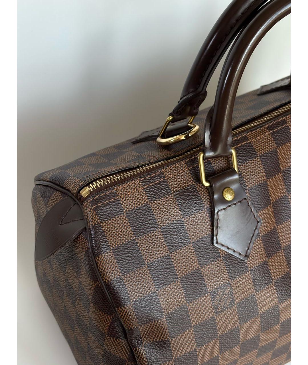 LOUIS VUITTON Коричневая кожаная сумка с короткими ручками, фото 4