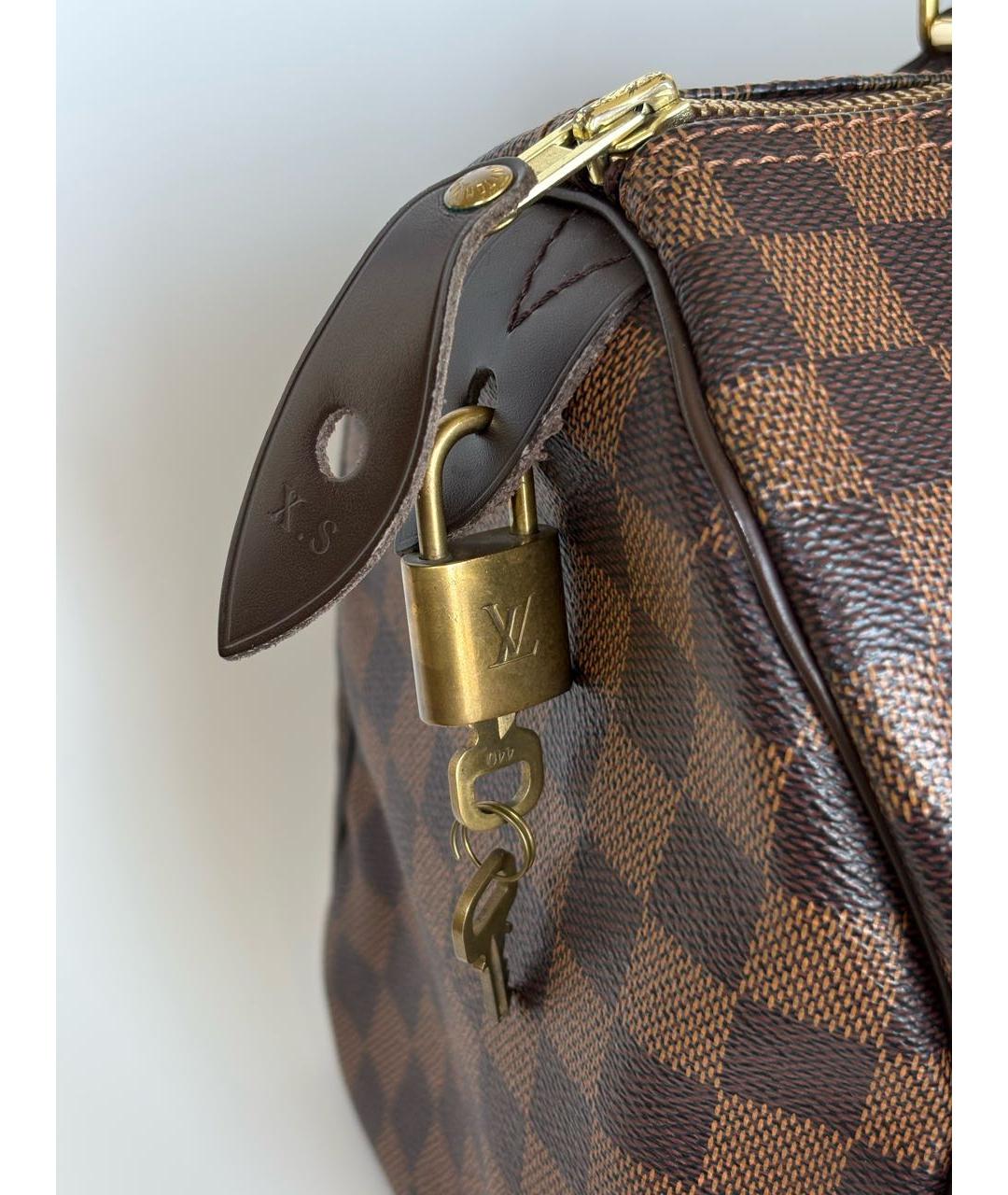 LOUIS VUITTON Коричневая кожаная сумка с короткими ручками, фото 8