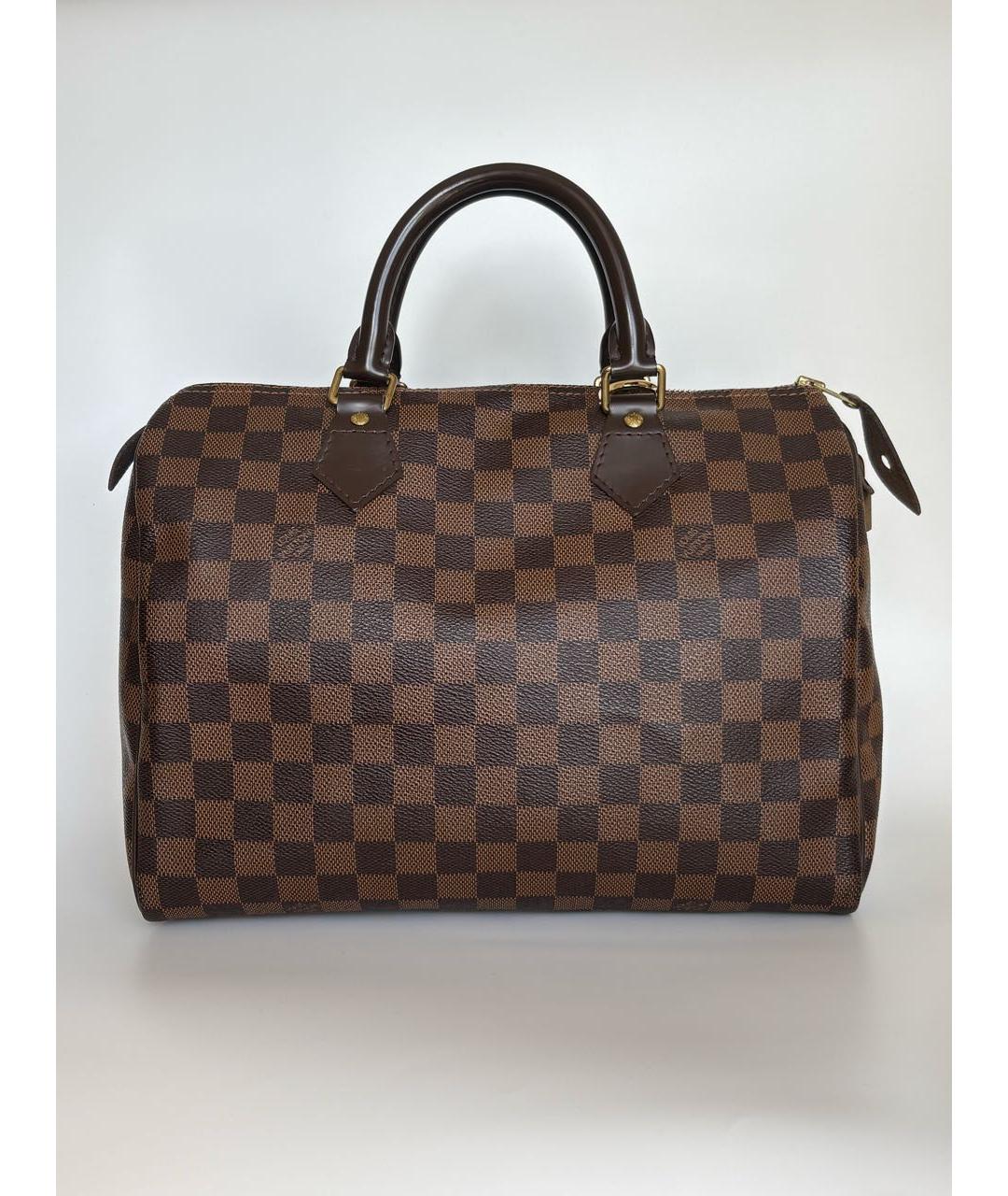 LOUIS VUITTON Коричневая кожаная сумка с короткими ручками, фото 9