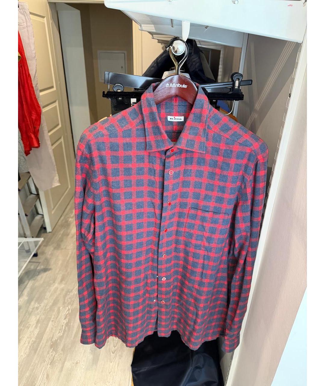 KITON Красная классическая рубашка, фото 4