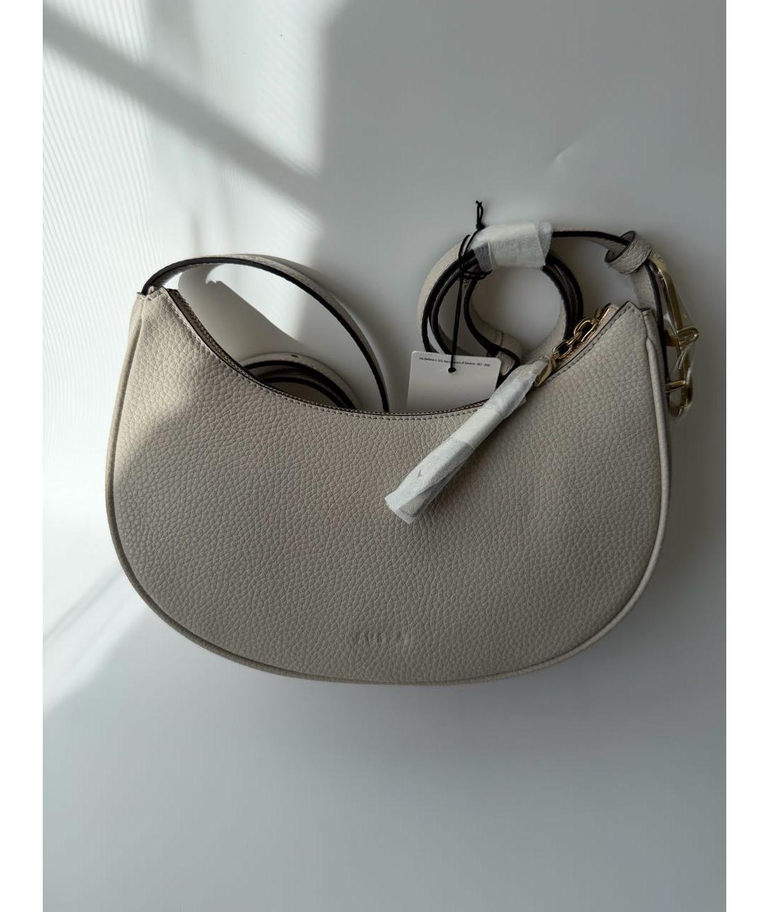 FURLA Бежевая кожаная сумка через плечо, фото 5