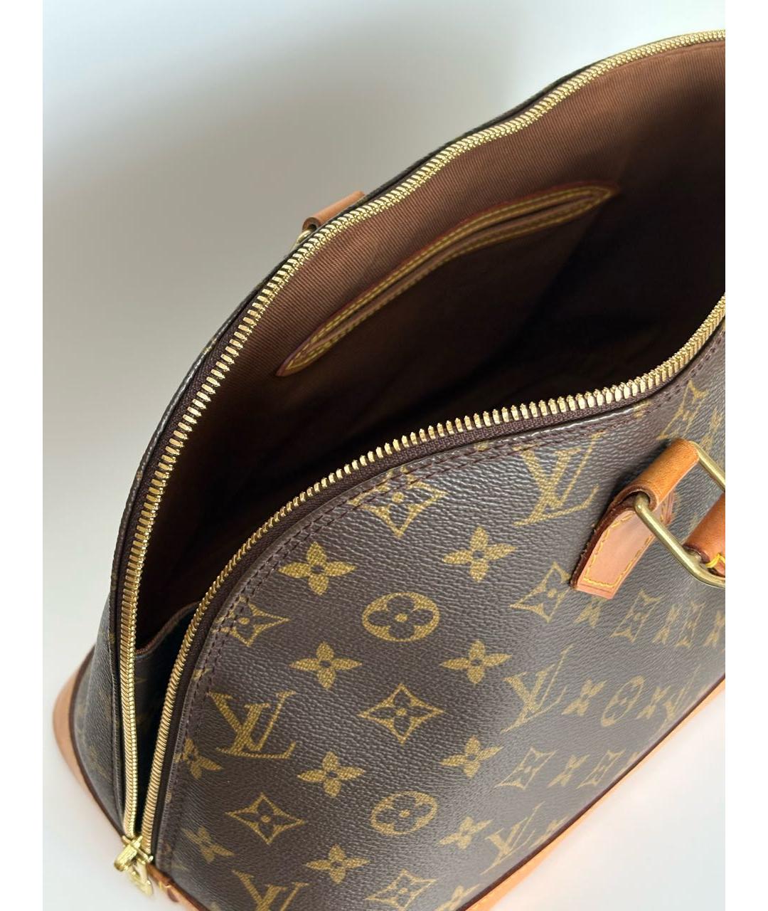 LOUIS VUITTON Коричневая кожаная сумка с короткими ручками, фото 8