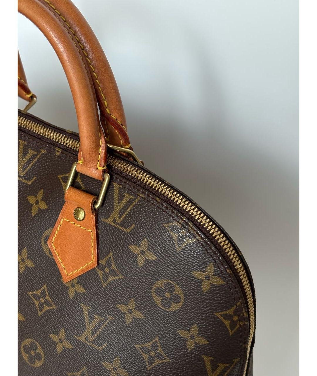 LOUIS VUITTON Коричневая кожаная сумка с короткими ручками, фото 5