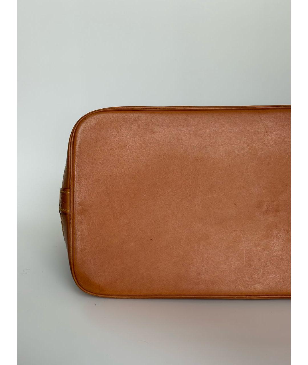 LOUIS VUITTON Коричневая кожаная сумка с короткими ручками, фото 6