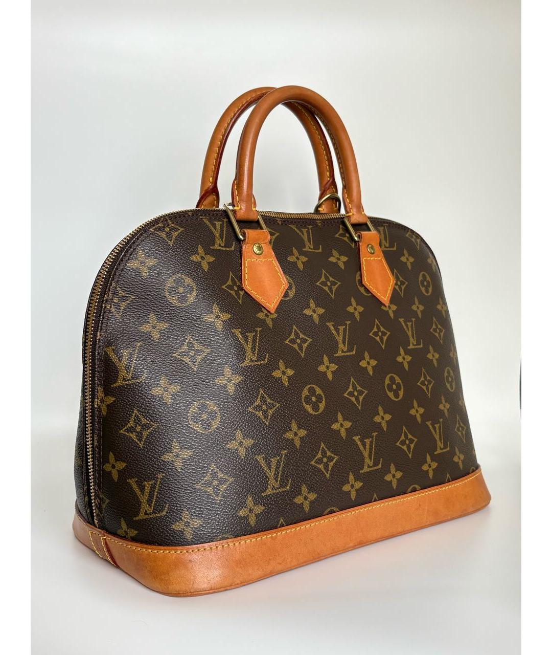 LOUIS VUITTON Коричневая кожаная сумка с короткими ручками, фото 2