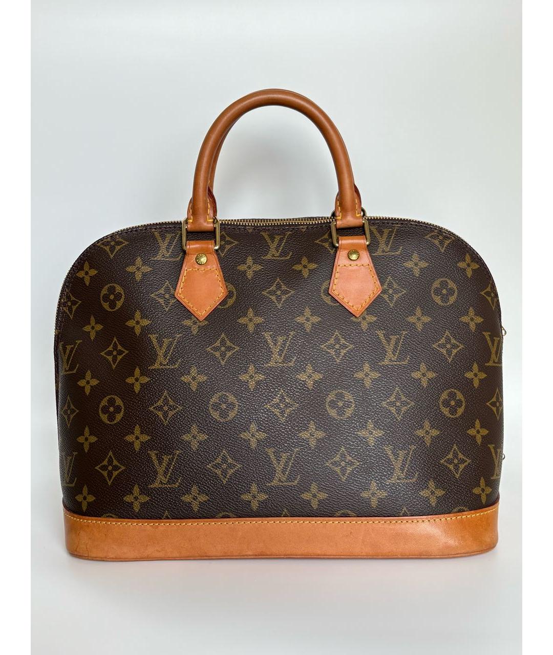 LOUIS VUITTON Коричневая кожаная сумка с короткими ручками, фото 9