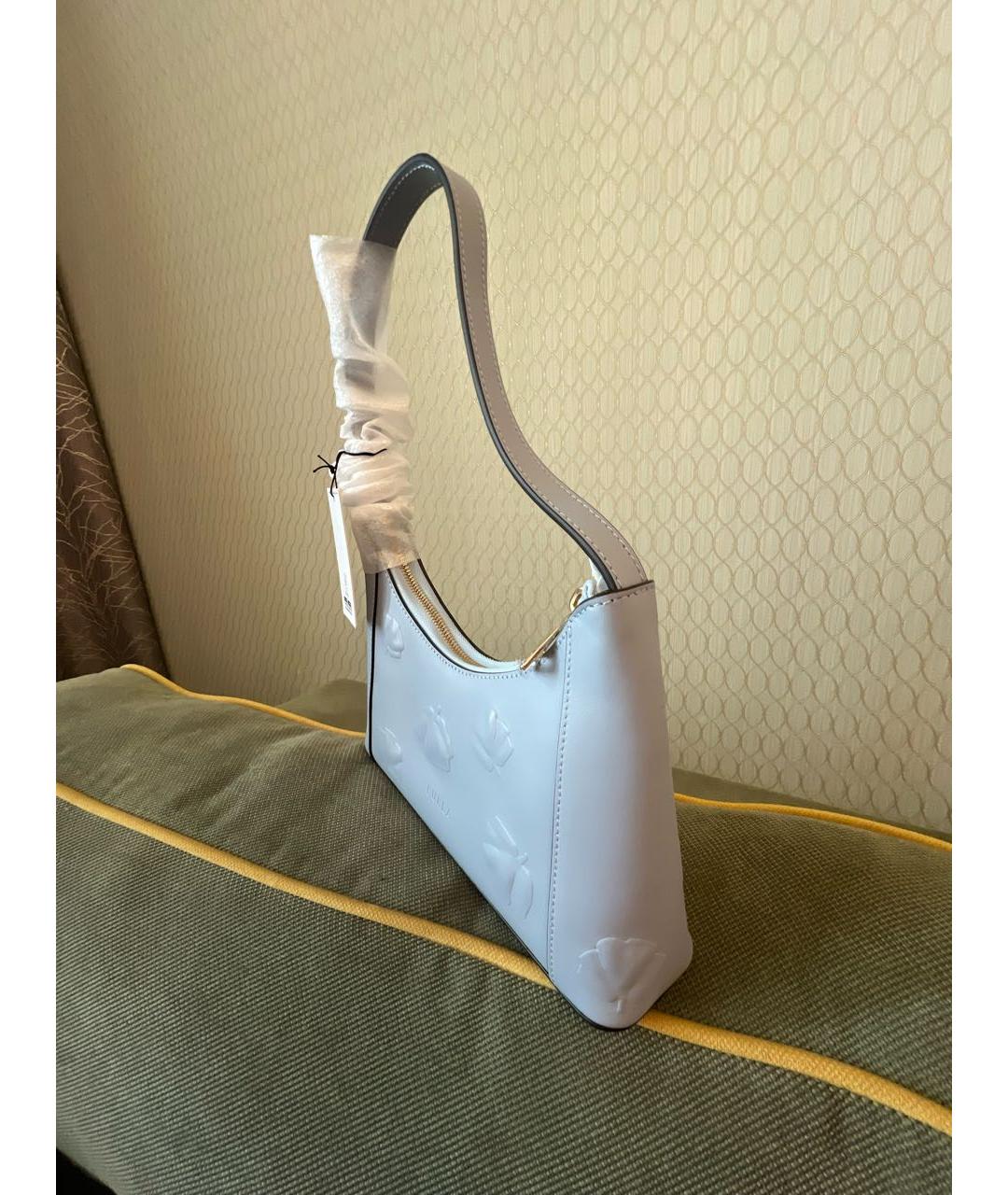 FURLA Голубая кожаная сумка на плечо, фото 3