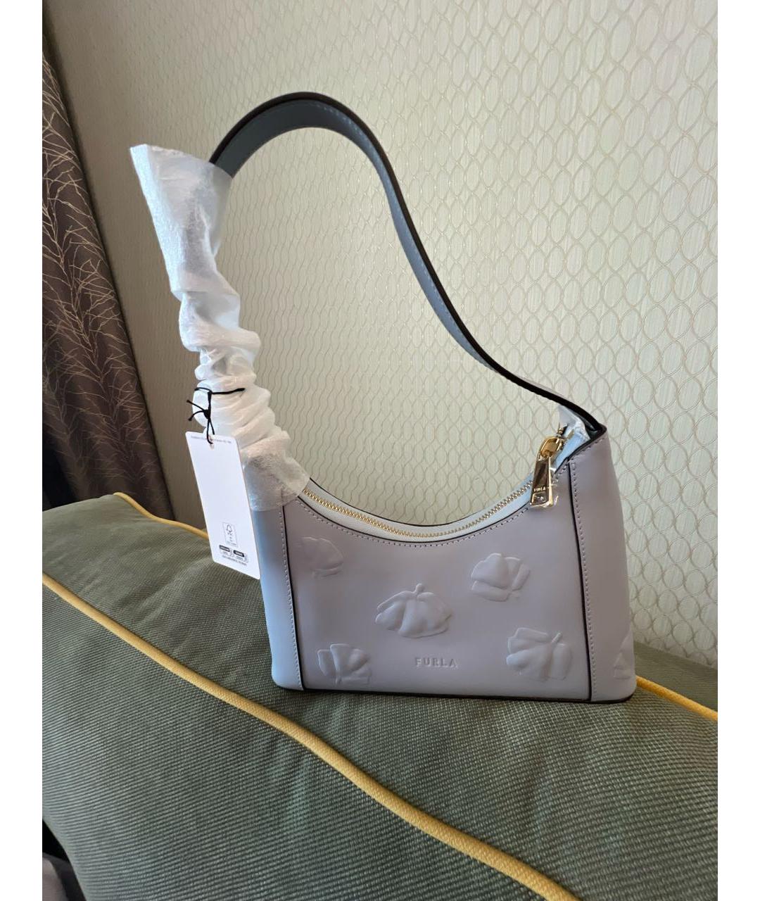 FURLA Голубая кожаная сумка на плечо, фото 2